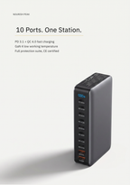 10-Port GaN Desktop Charging Station — PD 3.1 Fast Charging, UK/US/EU/AU