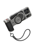 The phone case with the lens and grip fitted