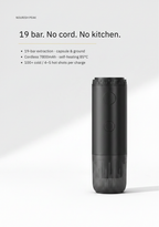 19-Bar Cordless Espresso Maker — Self-Heating, Capsule & Ground, 7800mAh