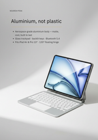 Aluminium Magnetic Keyboard for iPad Air 13" & iPad Pro 13" — Bluetooth, Backlit, Multi-Language