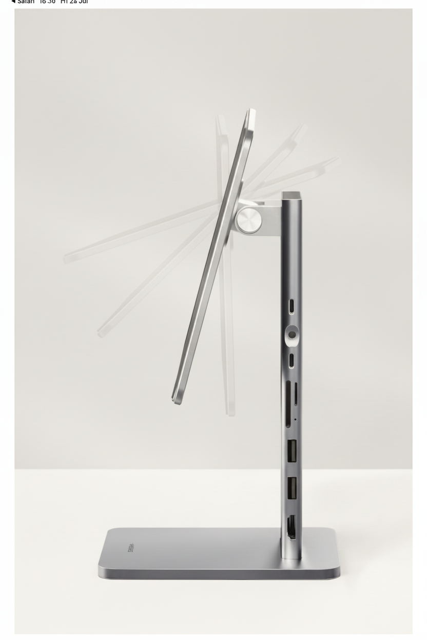Magnetic Aluminum iPad Stand — 360° Adjustable, Optional USB-C Hub