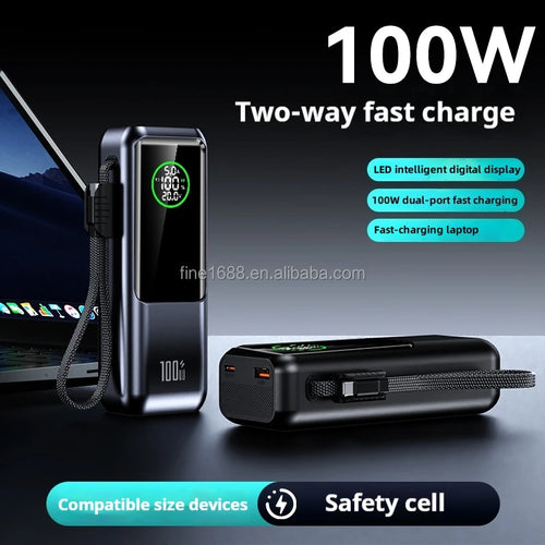 26800mAh Laptop Power Bank — 100W Fast Charge