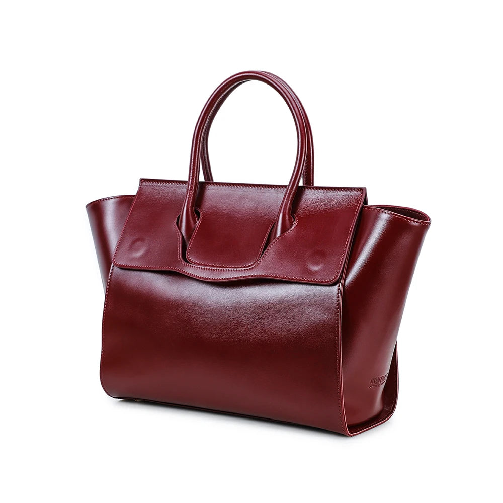 Vintage Full Grain Leather Laptop Tote Bag for Women 13.3" 14.2" Macbook Multi-compartment Daily Handbag for Business Work