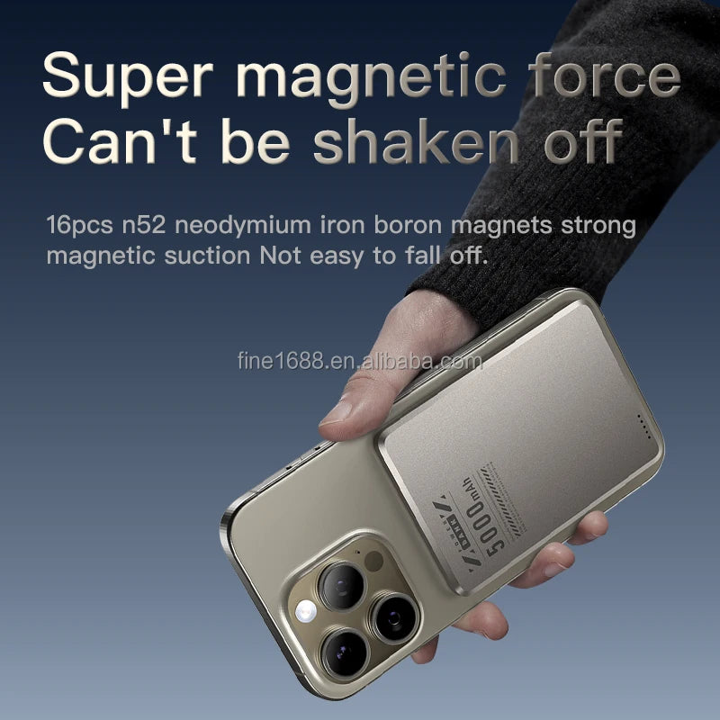 5000mAh Wireless Magnetic Power Bank — 20W Fast Charge, Ultra-Slim