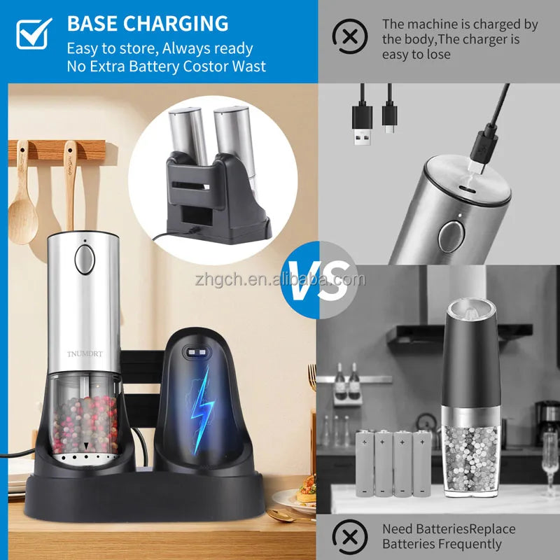 Electric Salt & Pepper Grinder Set — LED, Adjustable Coarseness, USB-C Charging