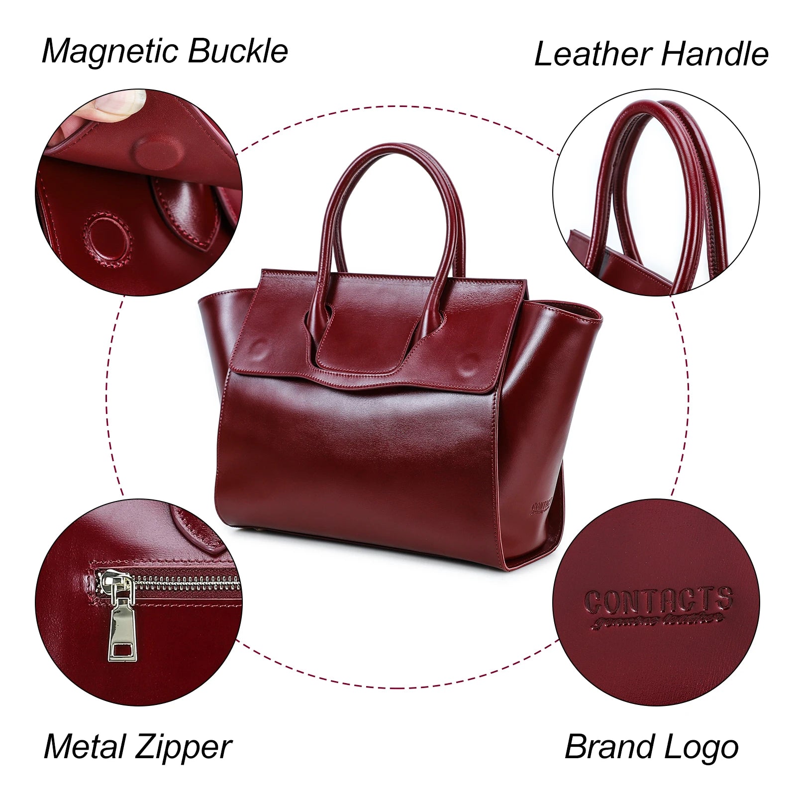 Vintage Full Grain Leather Laptop Tote Bag for Women 13.3" 14.2" Macbook Multi-compartment Daily Handbag for Business Work