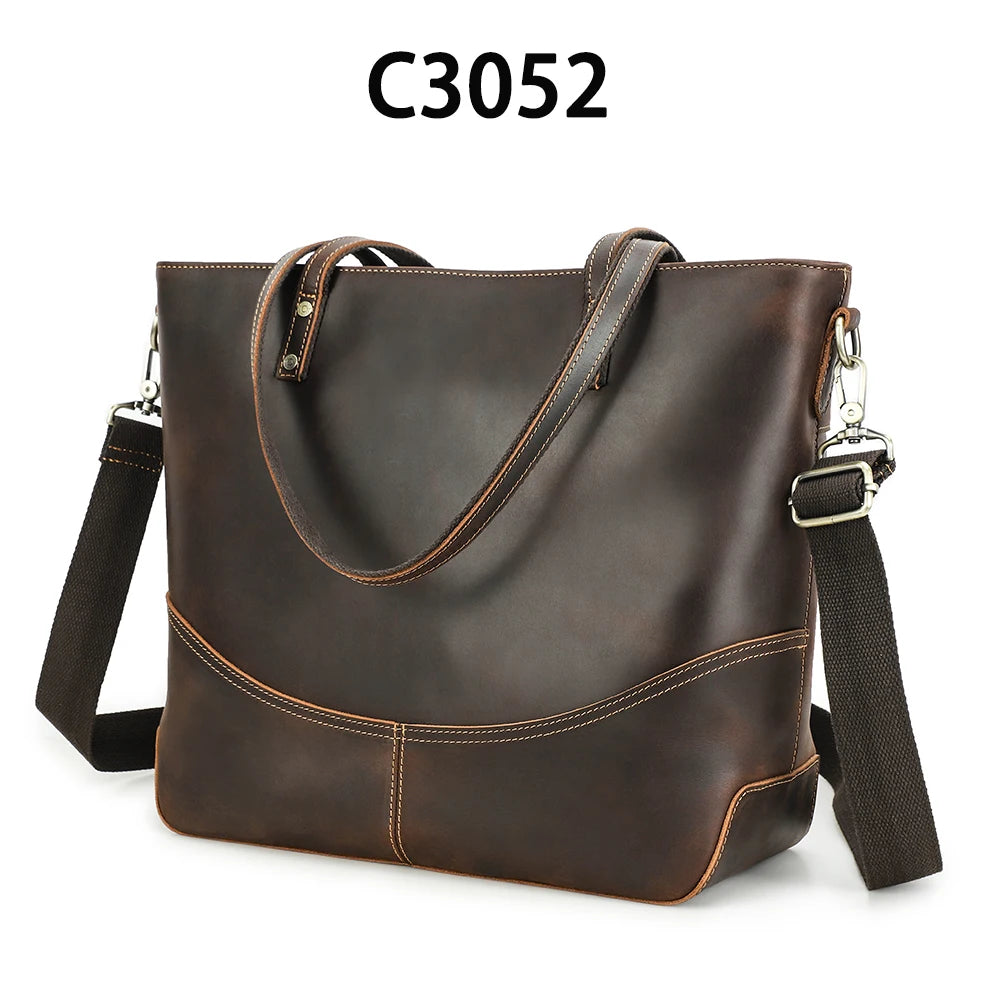 Large Leather Laptop Tote Bag for Women Men Vintage Travel Tote Bag for 14.2'' Laptop Handbag Women Large Capacity Shoulder Bag