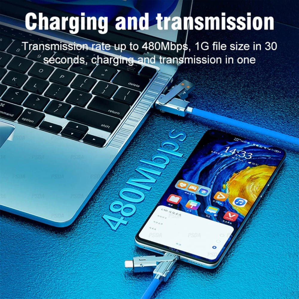 USB-C to USB-C Cable — 100W Fast Charge, 480Mbps, Nylon Braided