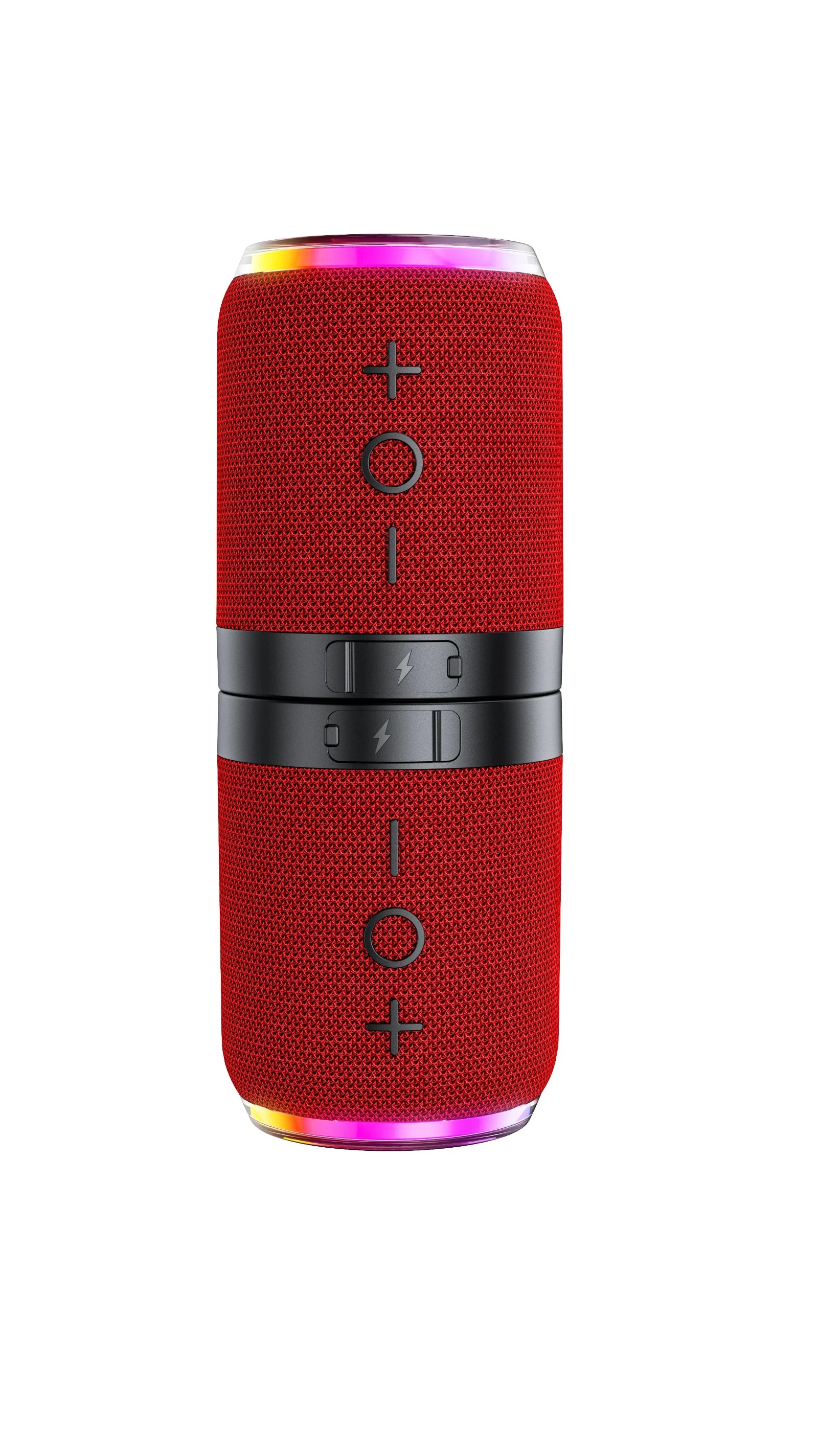 One half of the split speaker in red