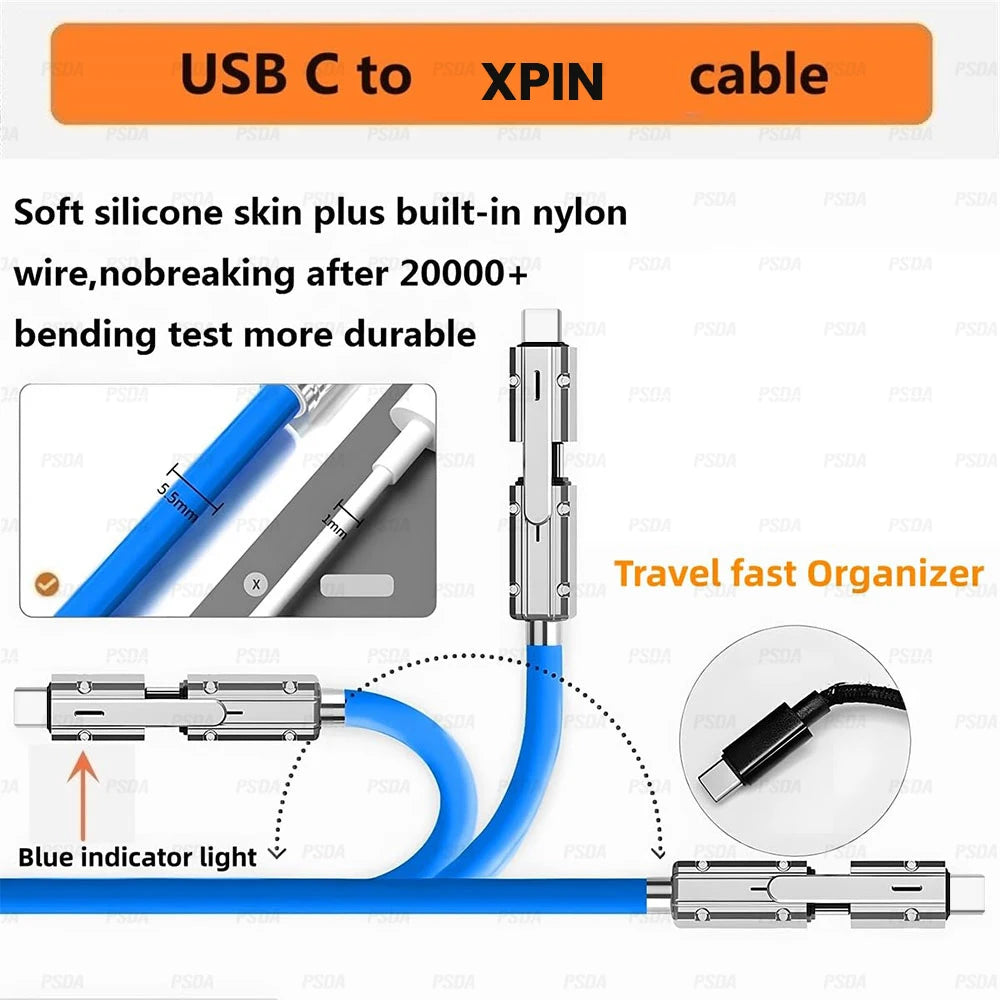 USB-C to USB-C Cable — 100W Fast Charge, 480Mbps, Nylon Braided