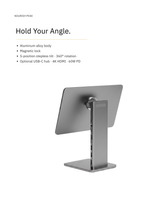 Magnetic Aluminum iPad Stand — 360° Adjustable, Optional USB-C Hub