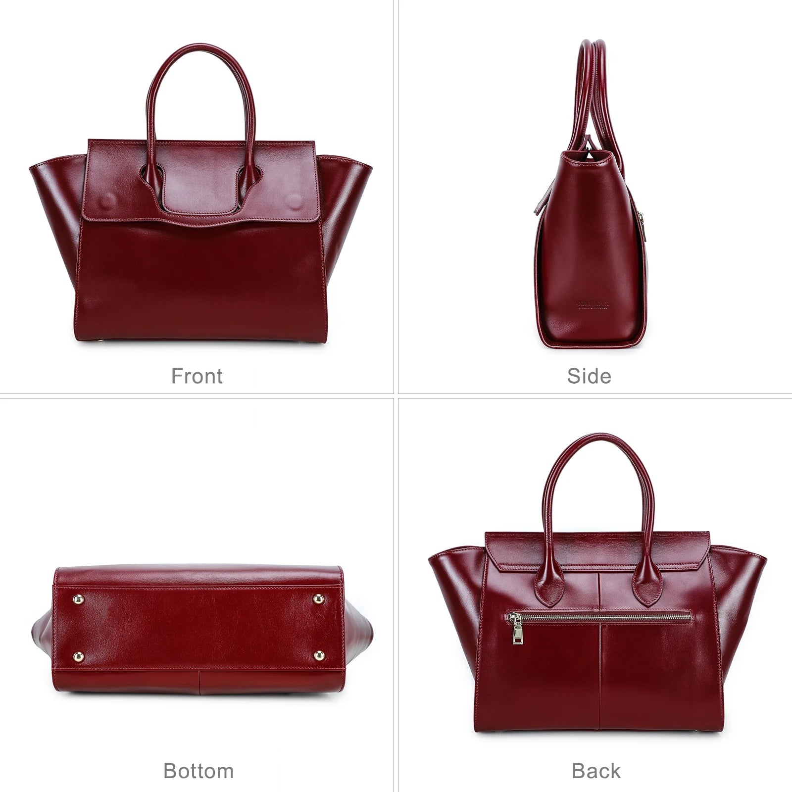 Vintage Full Grain Leather Laptop Tote Bag for Women 13.3" 14.2" Macbook Multi-compartment Daily Handbag for Business Work
