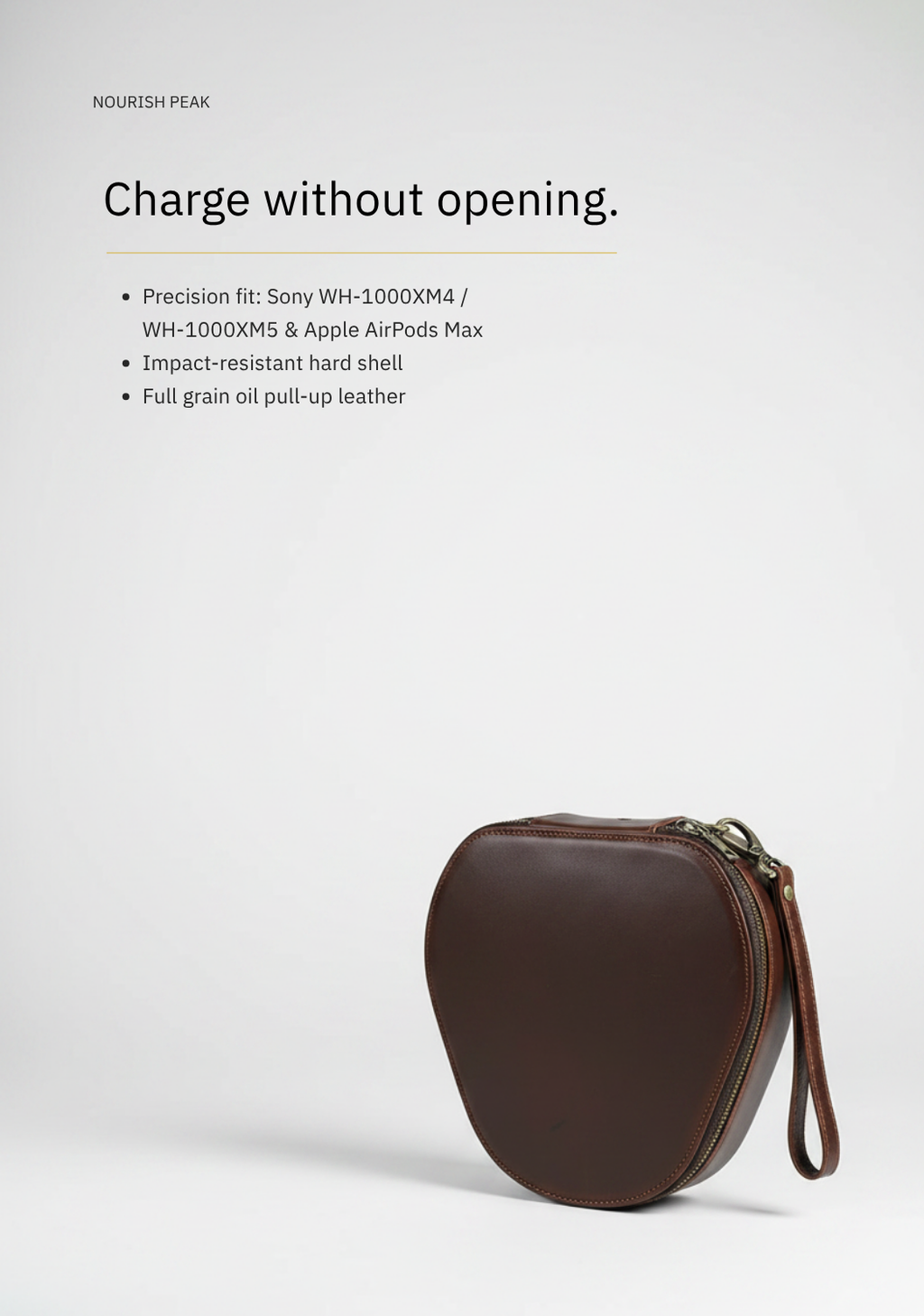 Full Grain Leather Headphone Case — Sony WH-1000XM4/XM5 & AirPods Max