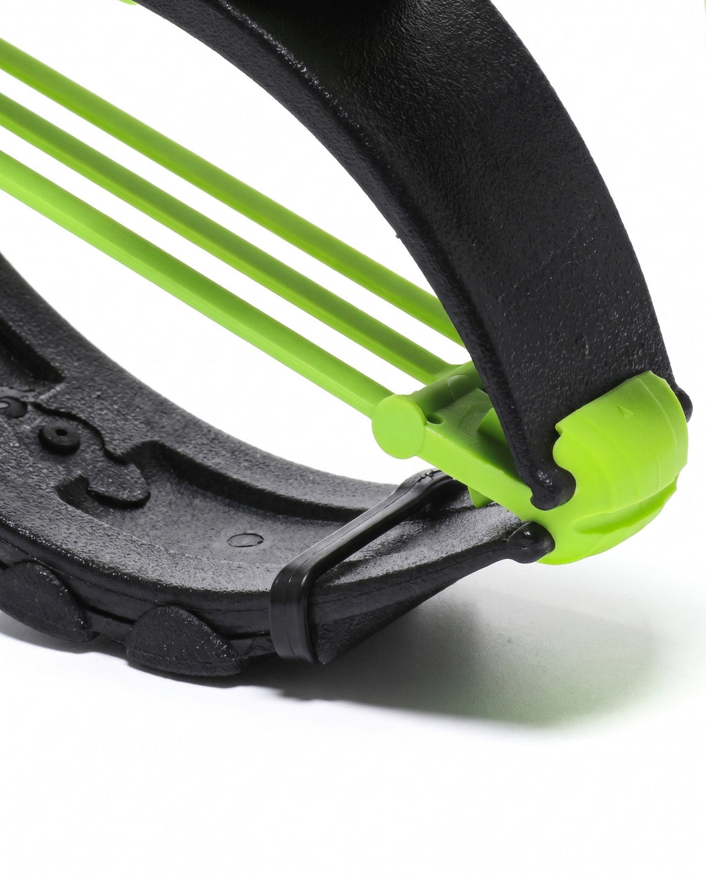 Close up of the dual TPE spring tensioner rods and end block on the bounce shoe frame