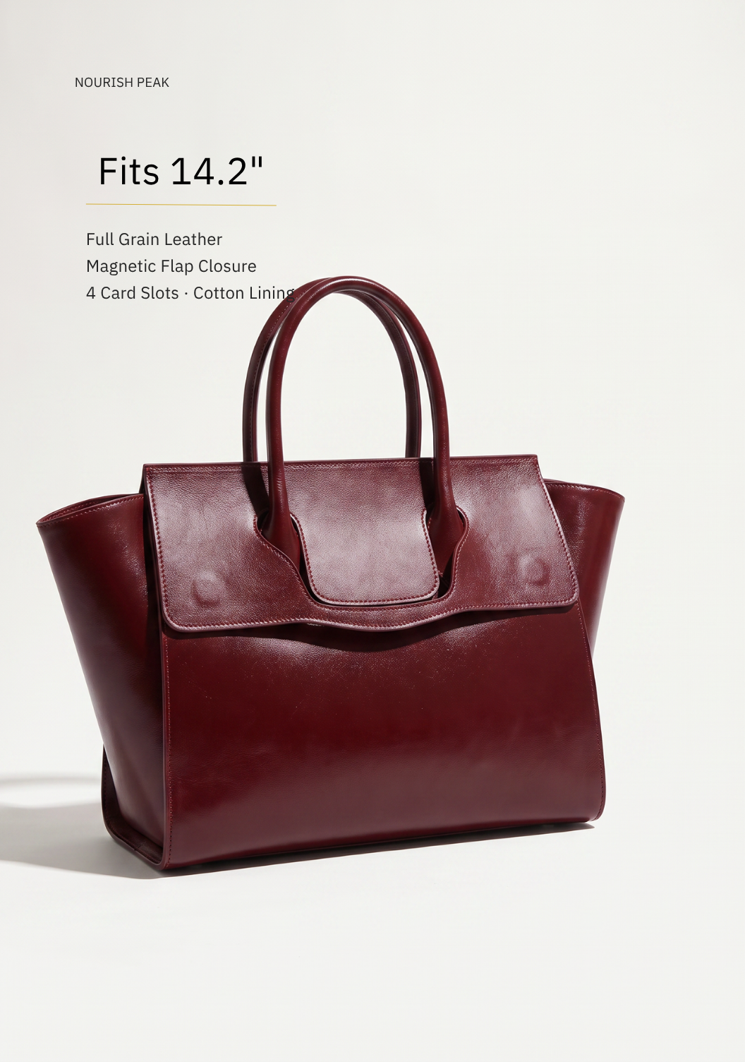 Full Grain Leather Laptop Tote — 14.2", Women