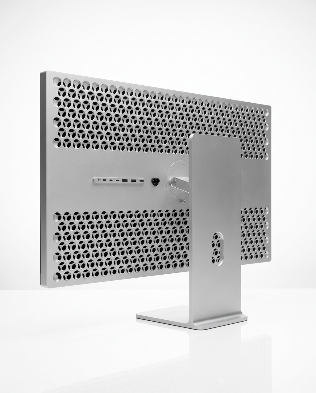 Kuycon G32P 32 inch 6K monitor with full aluminium body on a lift-tilt-rotate stand