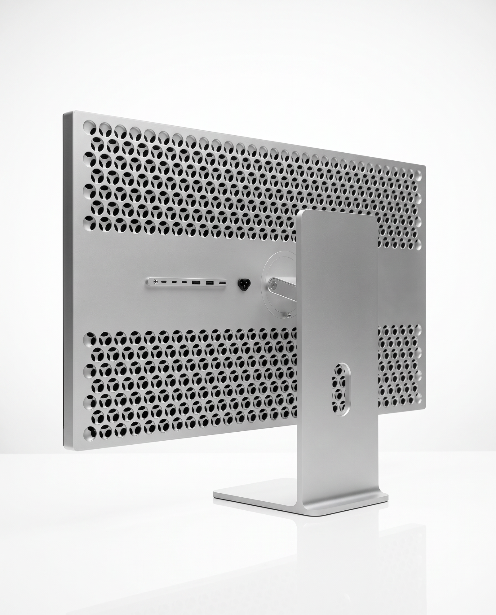 Kuycon G32P 32 inch 6K monitor with full aluminium body on a lift-tilt-rotate stand