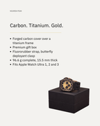 Carbon Fibre and Titanium Case Kit for Apple Watch Ultra 49mm, Gold Plated Finish