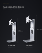 Dimensions of both sizes: 35.6 cm tall with 18 x 14.6 cm base, and 40.6 cm tall with 20 x 16.6 cm base