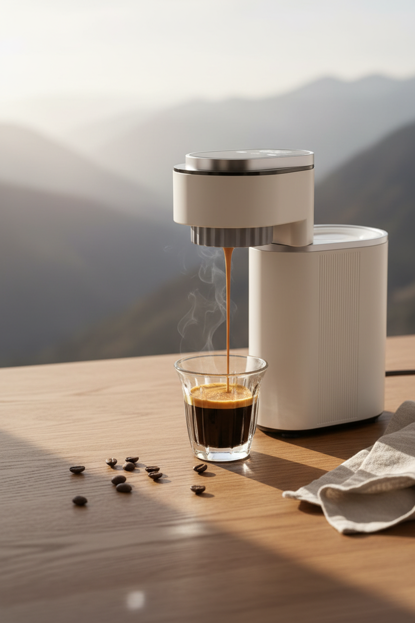 Portable Espresso Machine — Self-Heating Hot & Cold, LCD Temperature Control