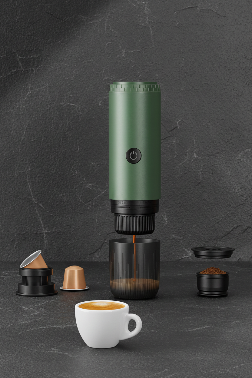 19-Bar Cordless Espresso Maker — Self-Heating, Capsule & Ground, 7800mAh