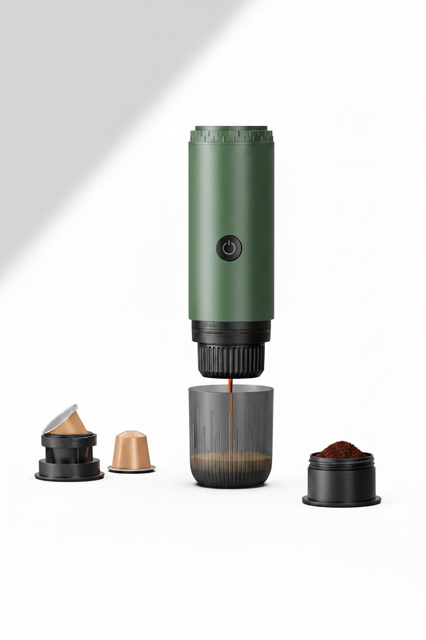 19-Bar Cordless Espresso Maker — Self-Heating, Capsule & Ground, 7800mAh