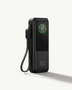 26800mAh black portable power bank with glowing green LCD charge display and 100W fast charge