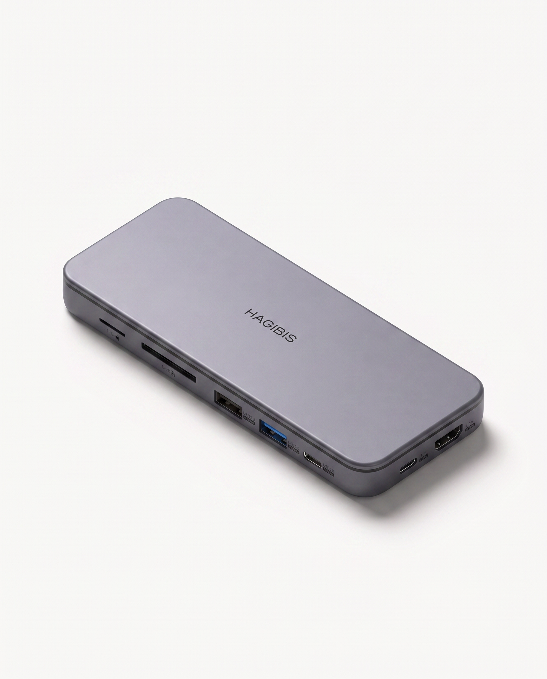 A silver-gray MagBoost portable power bank with multiple ports on the side, shown at an angle on a clean white background.