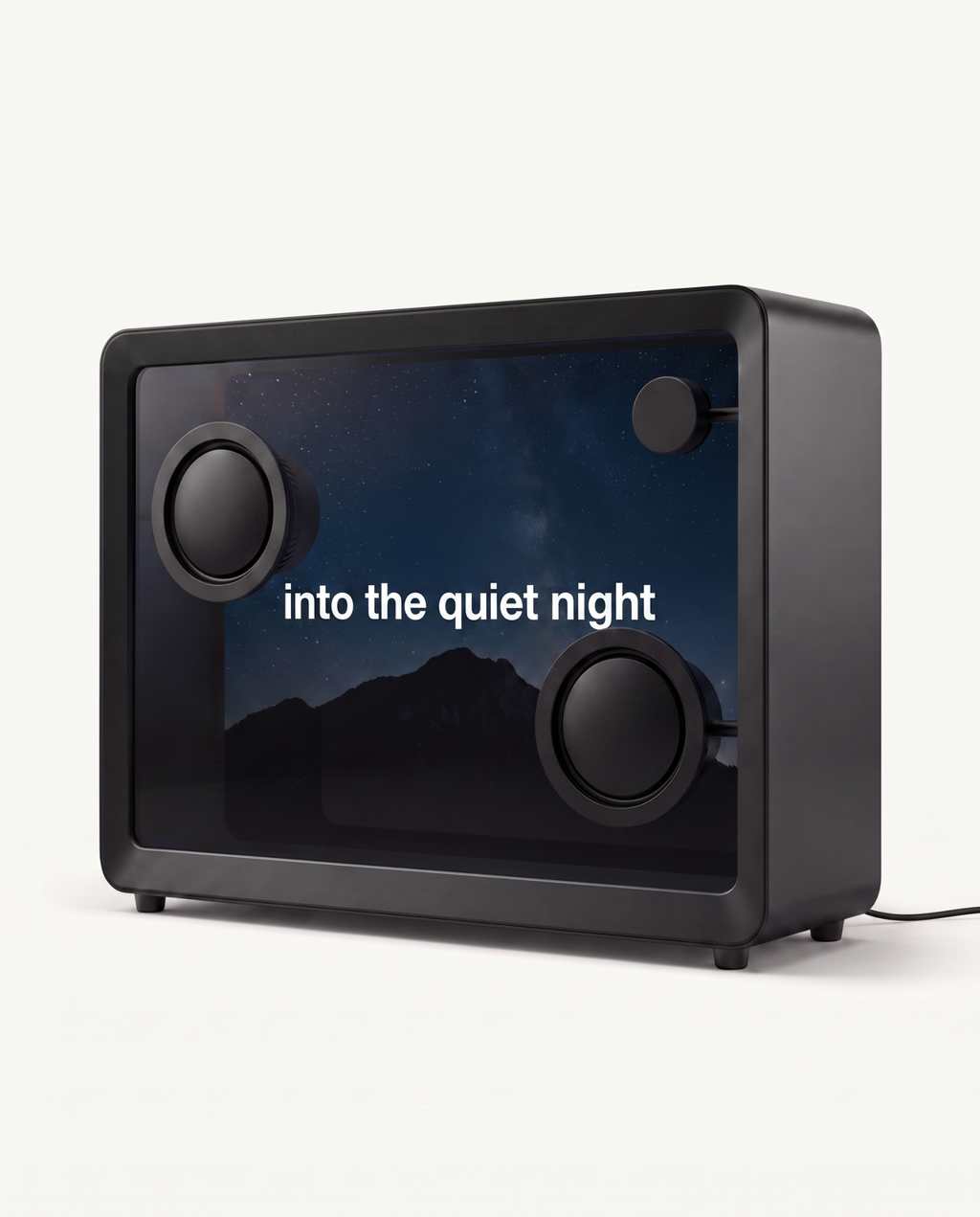 Song lyrics displayed in white across the transparent screen of the floating lyrics speaker
