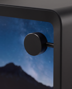 Close-up of the machined aluminium control knob on the floating lyrics speaker