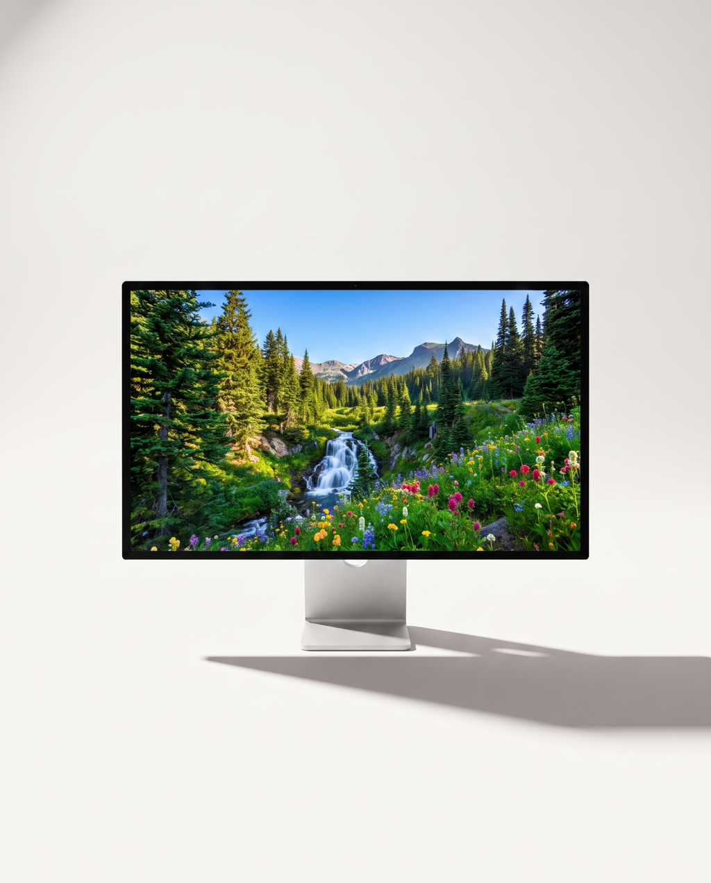 Kuycon G32P 32 inch 6K monitor with full aluminium body on a lift-tilt-rotate stand