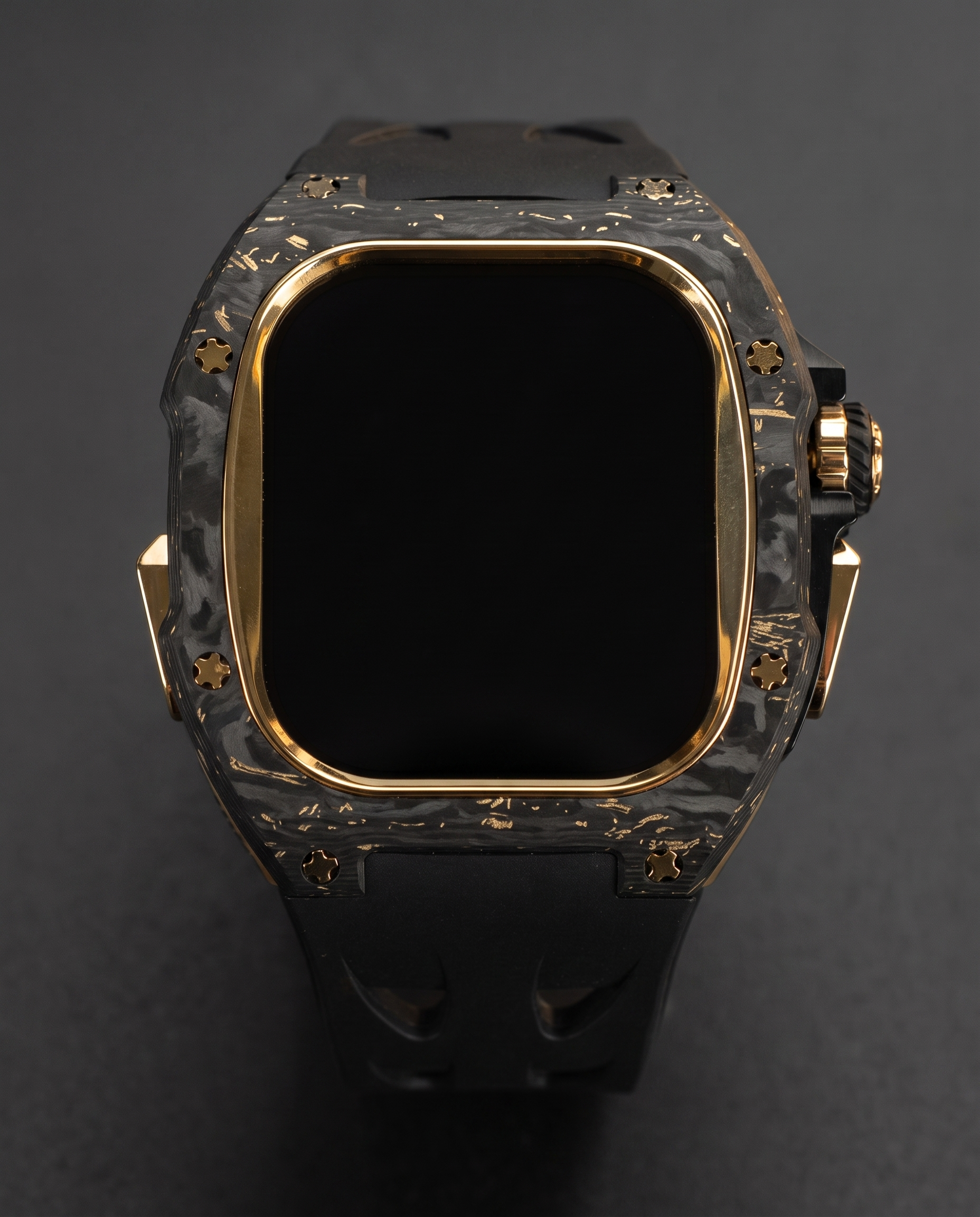 Carbon Fibre and Titanium Case Kit for Apple Watch Ultra 49mm, Gold Plated Finish