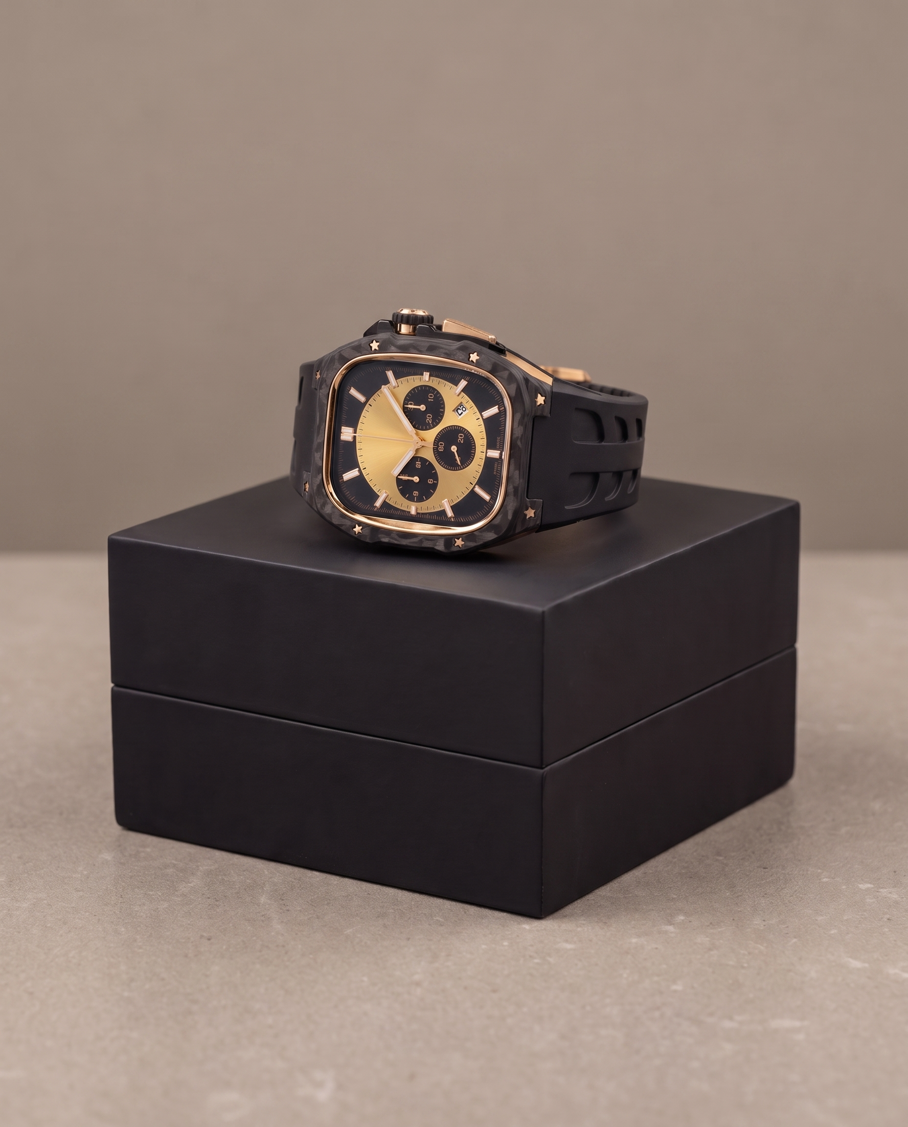 Carbon Fibre and Titanium Case Kit for Apple Watch Ultra 49mm, Gold Plated Finish