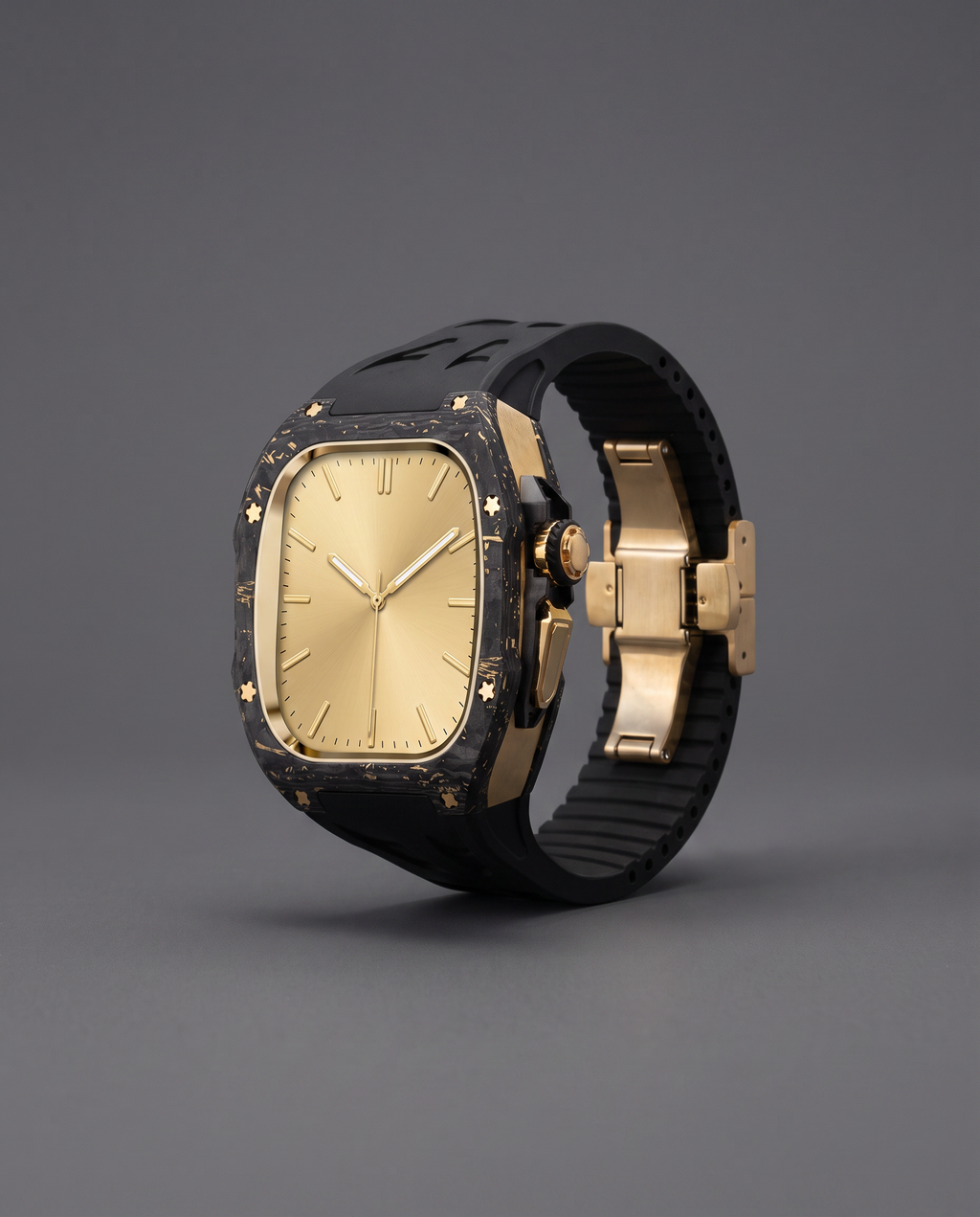 Carbon Fibre and Titanium Case Kit for Apple Watch Ultra 49mm, Gold Plated Finish