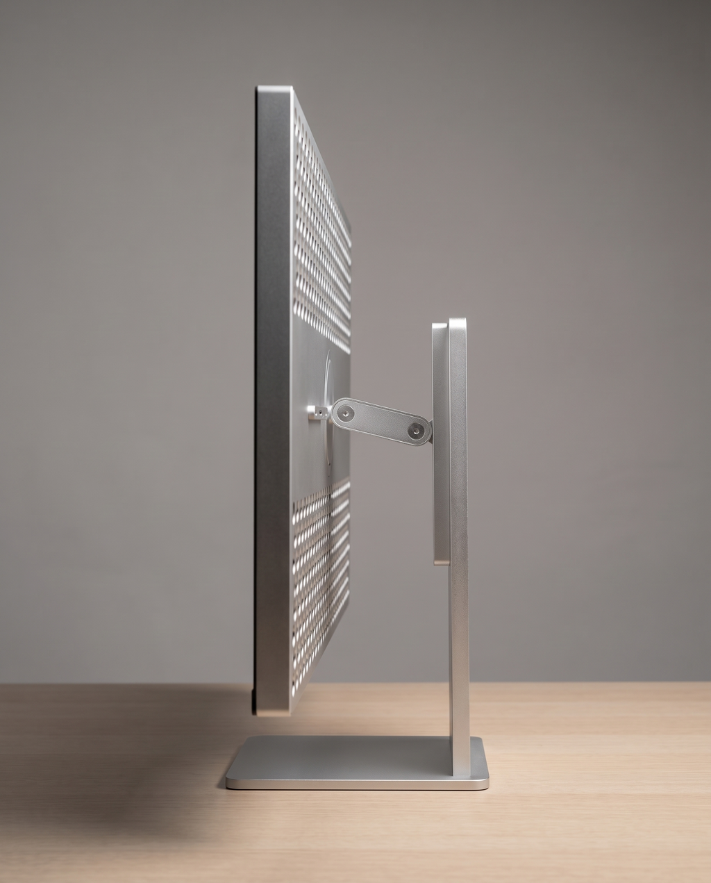 Side profile of the Kuycon P27Z showing the slim panel and the height adjustable aluminium stand