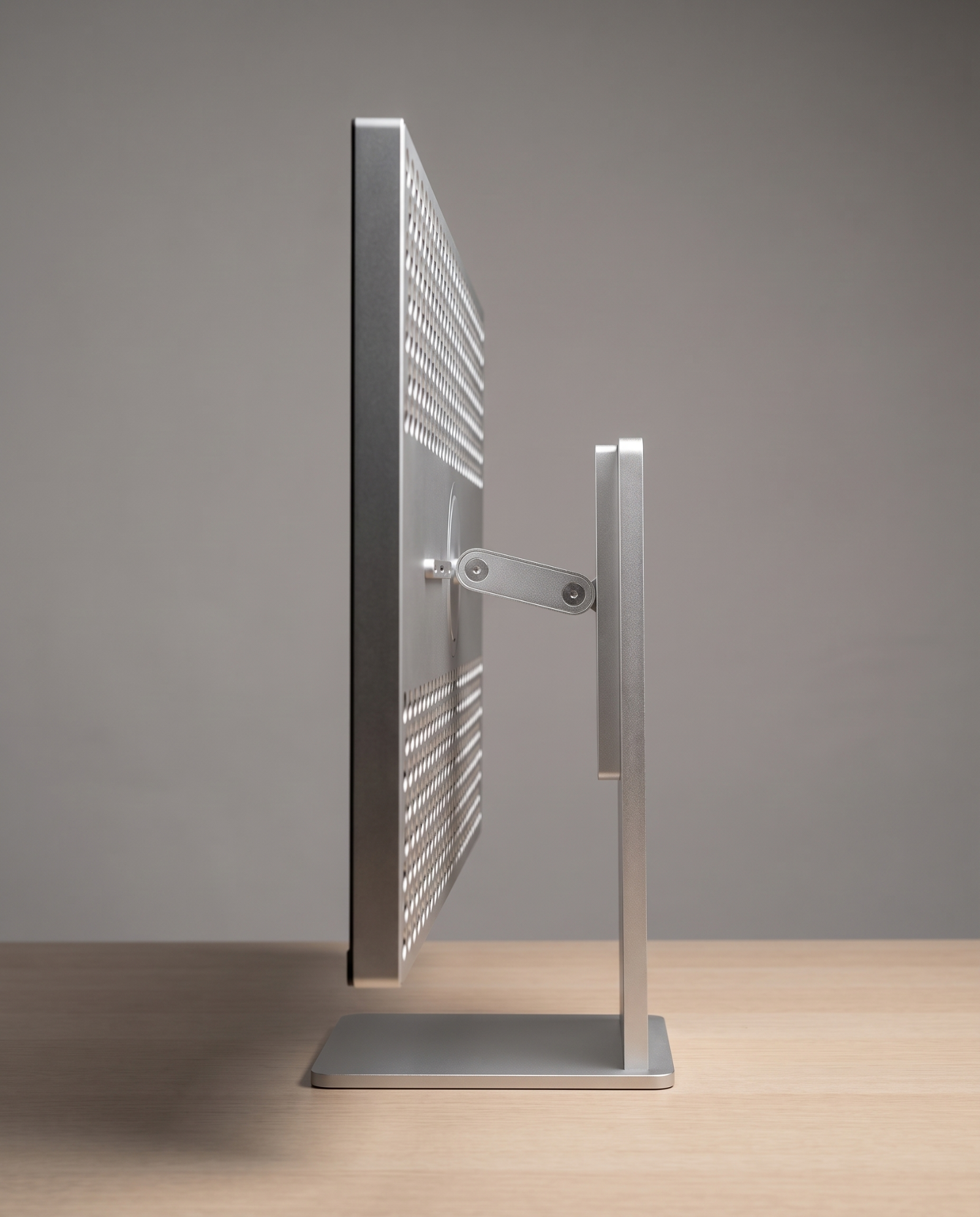 Side profile of the Kuycon P27Z showing the slim panel and the height adjustable aluminium stand