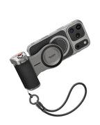 The grip kit assembled, showing how the adapter plate, lens and hood fit together