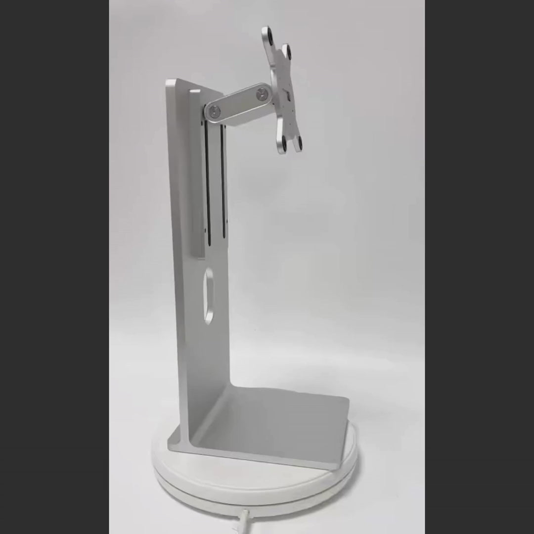 Aluminium Monitor Stand, Height-Adjustable, Tilt and Portrait Rotation, VESA 100, 24 to 40 inch